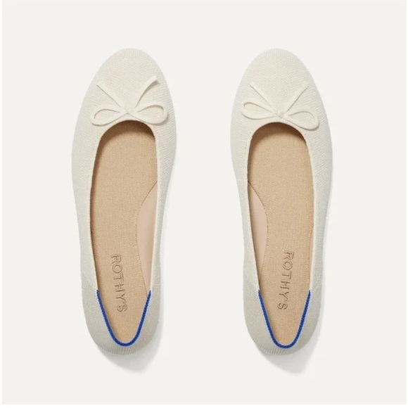 Rothy’s The Ballet Flat Gardenia Ivory Bow Knit Flats Size 12 NIB